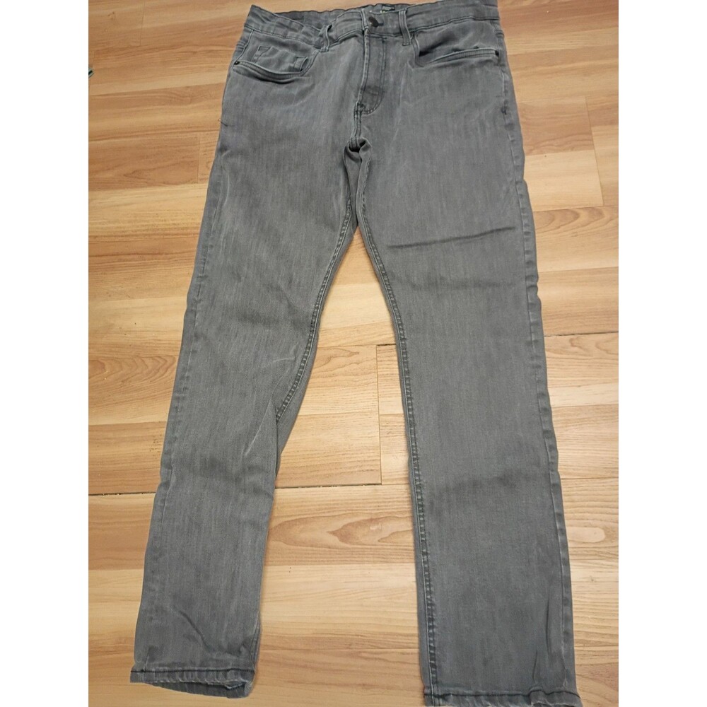 Buffalo David Bitton Jackson X Jean Mens 34x32 Gray Stretch Str Leg Embroidered
